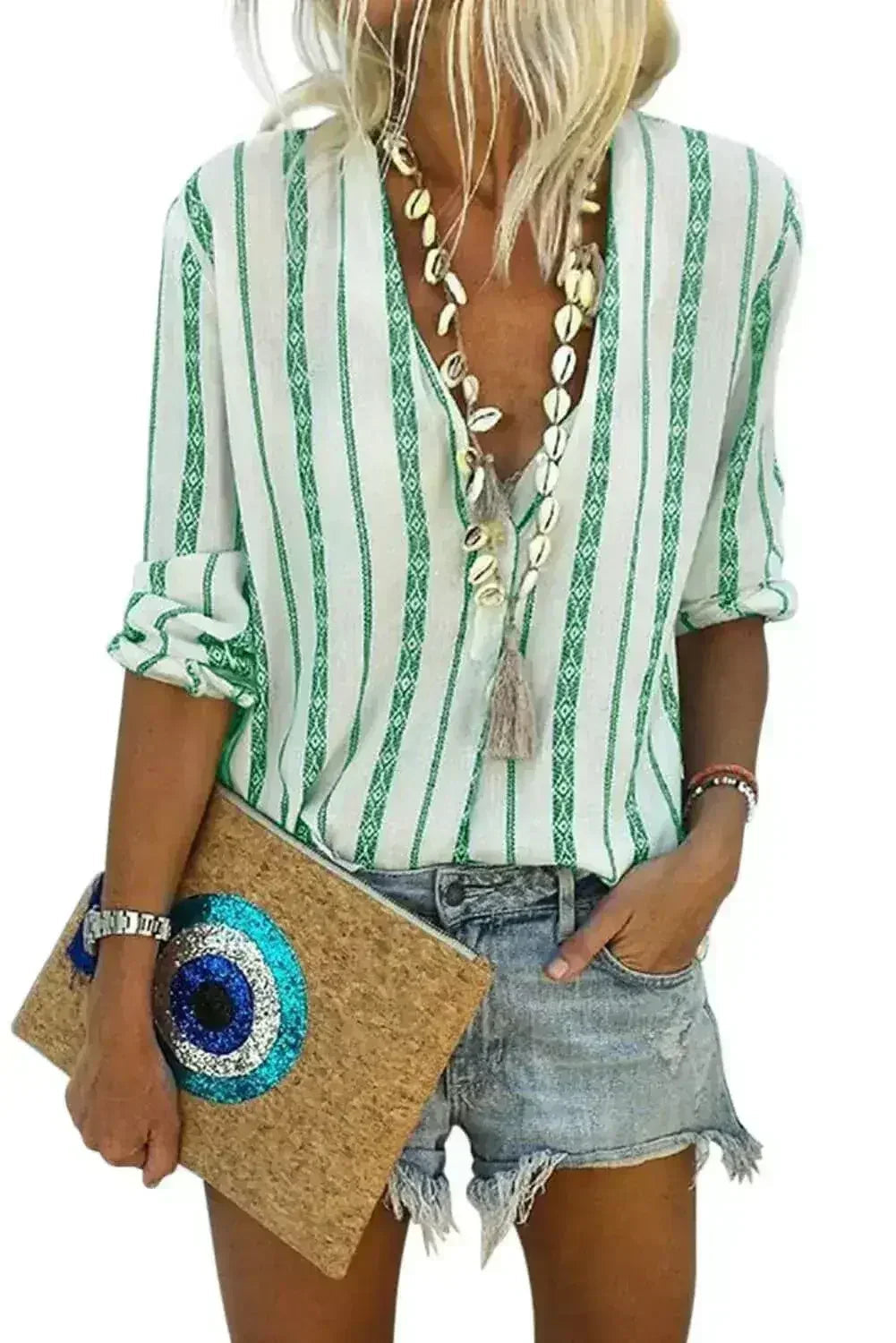 Button Up Long Sleeve Blouse
