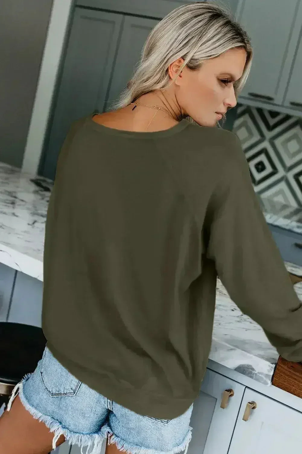 Green French Terry Cotton Blend Sweatshirt