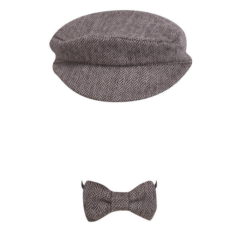 Modern Set Baby Newborn Peaked Beanie Cap Hat Bow Tie Photo Photography Prop Infant Boy Caps In elegant Modern Design