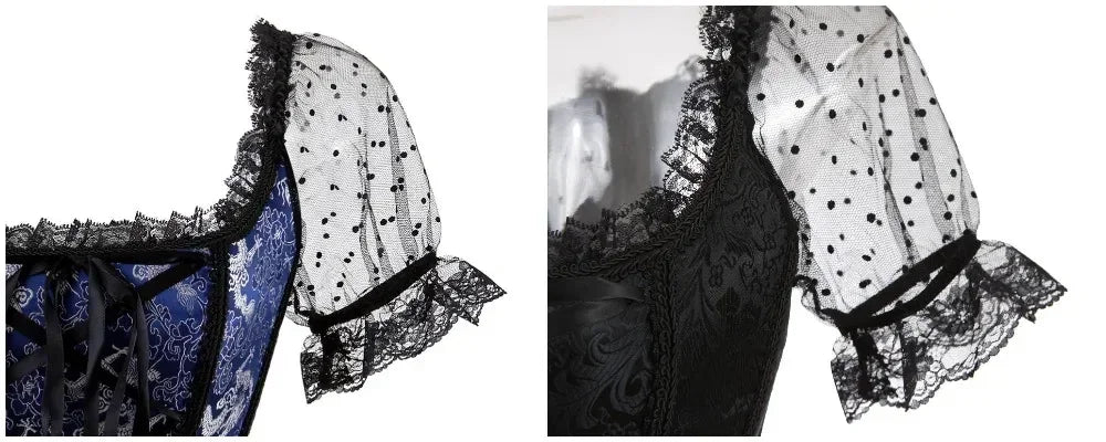 Fashion Princess Style Women Lingerie Bodyshaper Bridal Corset Bustier Tops For Women Short-Sleeve Lace Up Corselet Plus Size