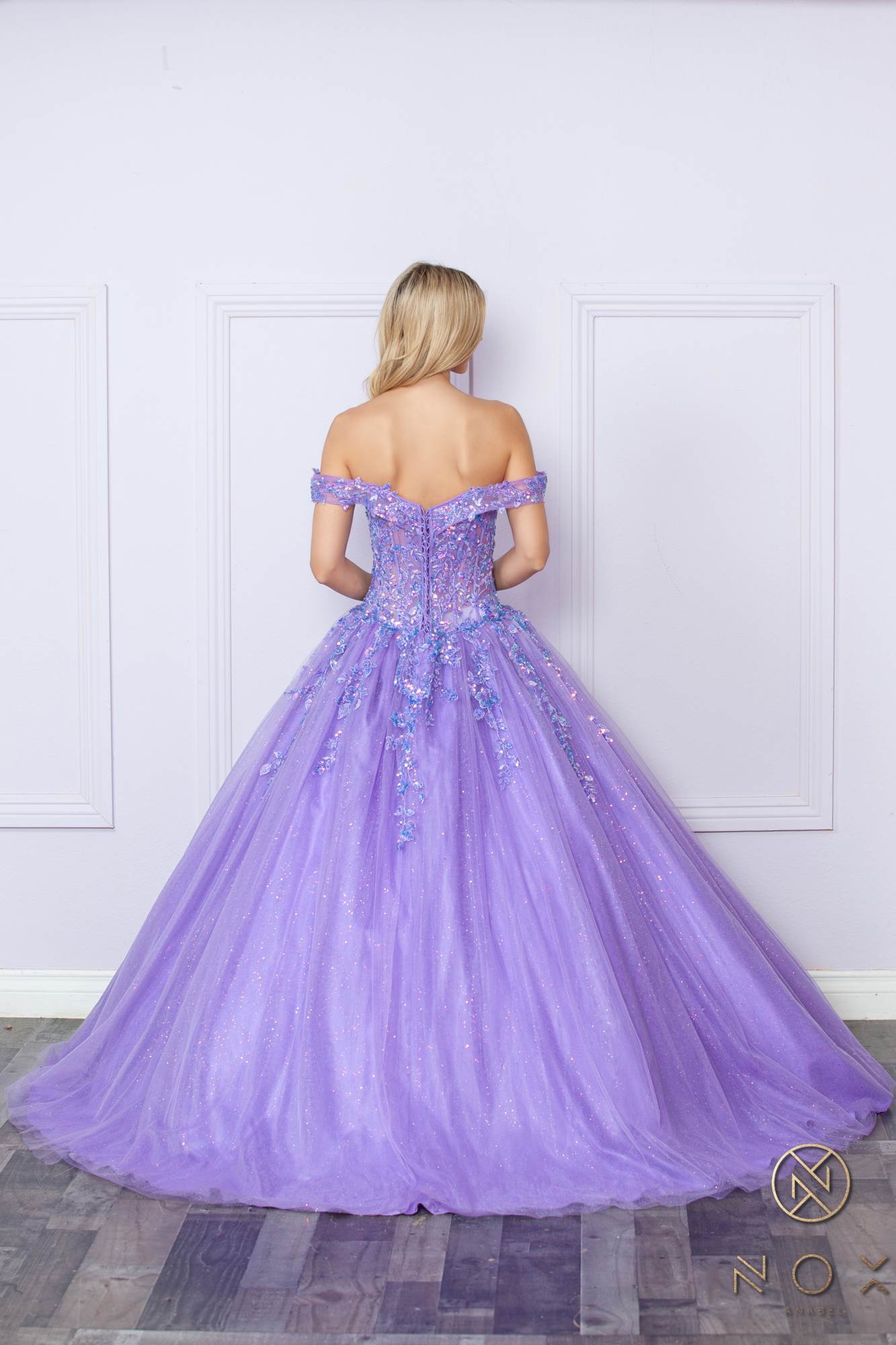 Nox Anabel H1349 Poofy Long Quinceanera Off the Shoulder Ballgown
