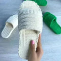 Flat Thick Furry Slippers Women Comfort Leisure Beach Shoes