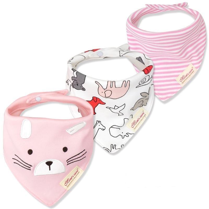 Moder 3PCS Baby Bibs Bandanna Lot Cotton Multi-style Triangle Cartoon For Infant Boys And Girls
