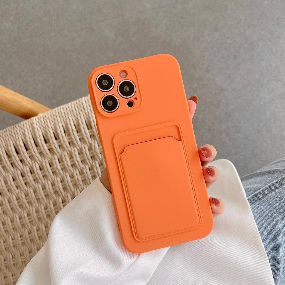 Soft Silicone Card Phone Case for IPhone 13  12 Pro Max Shockproof Protector Cover for IPhone 14 Plus Cases Heavy Duty Solid Slim Lightweight Anti-Shock Cover for iPhone