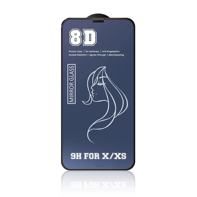 Glue Anti Scratch Mirror Screen Protector Tempered Glass For iphone 13 12 11 Pro XS Max X XR 7 8 Plus Makeup Mirror Tempered Glass for Iphone 11 12Pro 13pro Max Mirror Screen Protectors