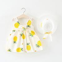 Baby Girls Dress with Sleeveless Print Floral for Birthday Party Princess Dress With Hat In Elefant Modern Style