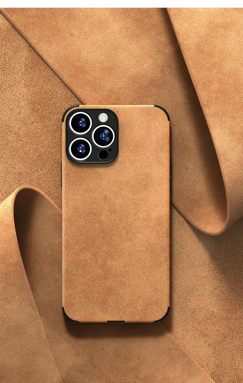 Genuine Vintage Brown Leather Case for iPhone  Luxury PU Leather Case For iPhone 13 12 11 14 Pro Max Mini XR XS X 8 7 Plus SE Soft Silicon Shockproof Phone Cover