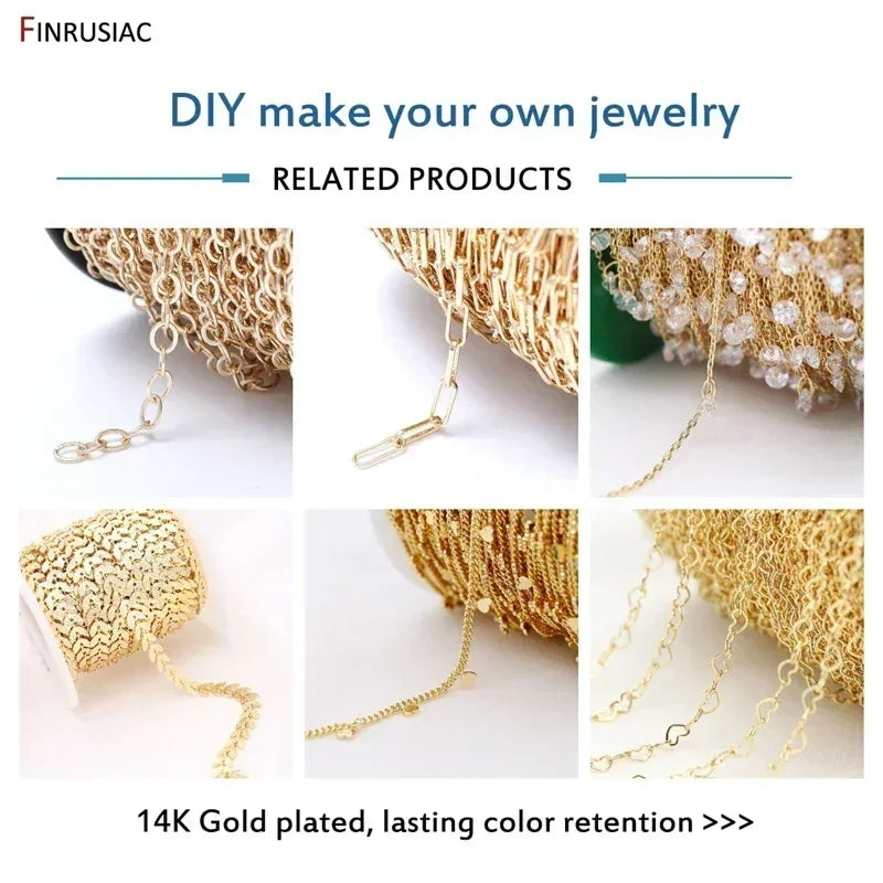 4mm*4.5mm 14K Real Gold Plated Round Textured Chains For Necklace Making, DIY Jewelry Accessories Handmade Crafts Chains