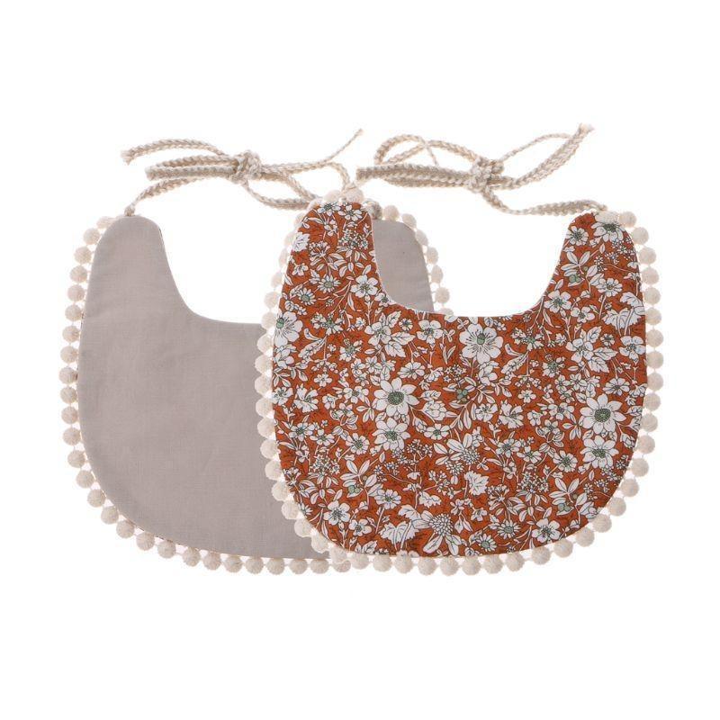 Baby Tassel Saliva Towel Floral Vintage Newborn Double Side Bandana Bibs For Boys And Girls