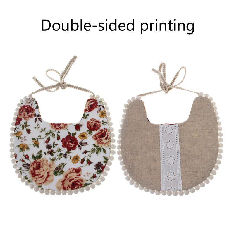 Baby Tassel Saliva Towel Floral Vintage Newborn Double Side Bandana Bibs For Boys And Girls