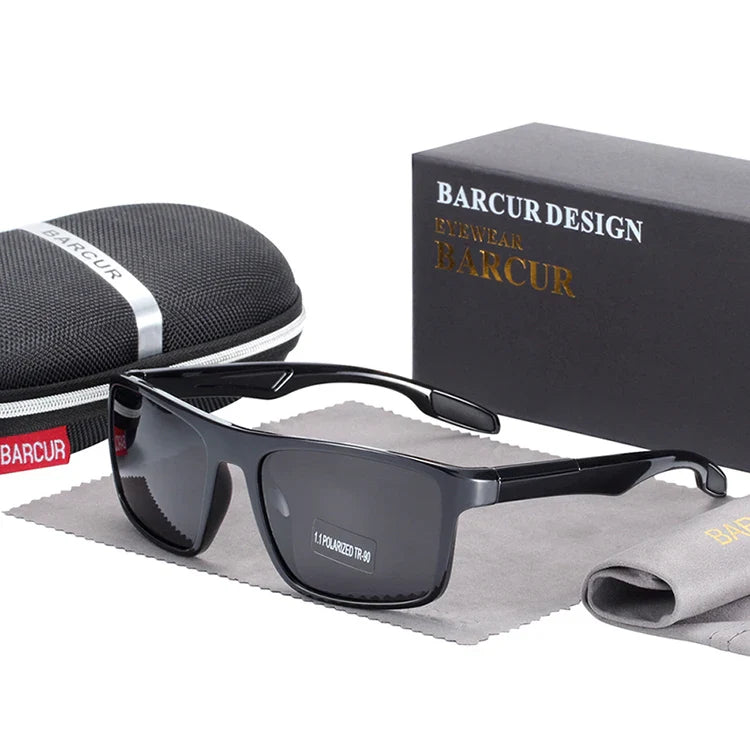 BARCURTR90 Ultralight Polarized Sunglasses for Men Vintage Square Eyewear with UV400 Protection for Summer