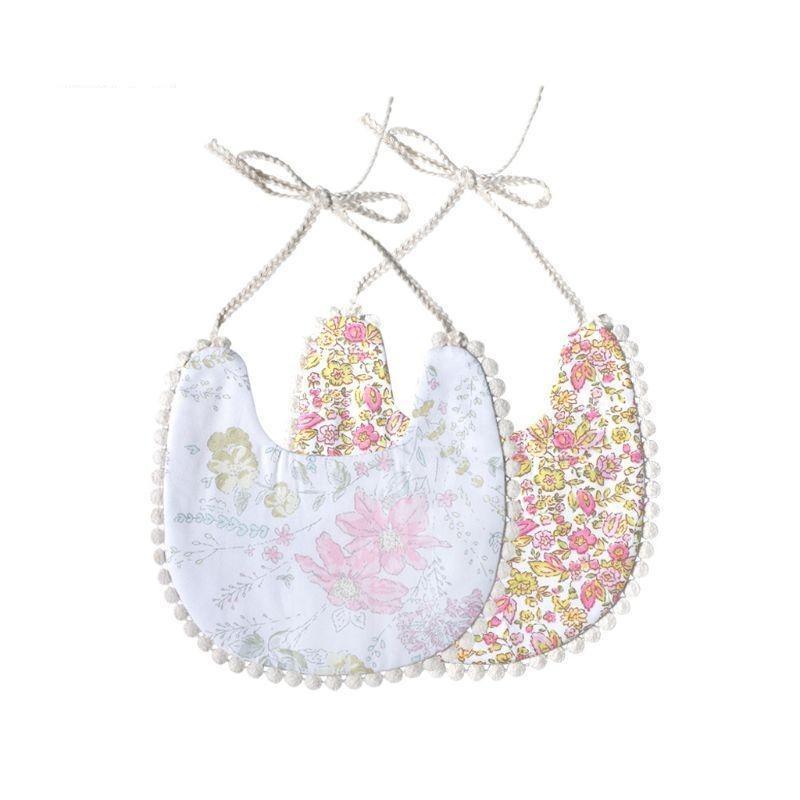 Baby Tassel Saliva Towel Floral Vintage Newborn Double Side Bandana Bibs For Boys And Girls