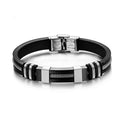 Stainless Steel Silicone Bracelet Men Jewelry Wrist Band Punk Style  Men Rubber Charm Brecelet