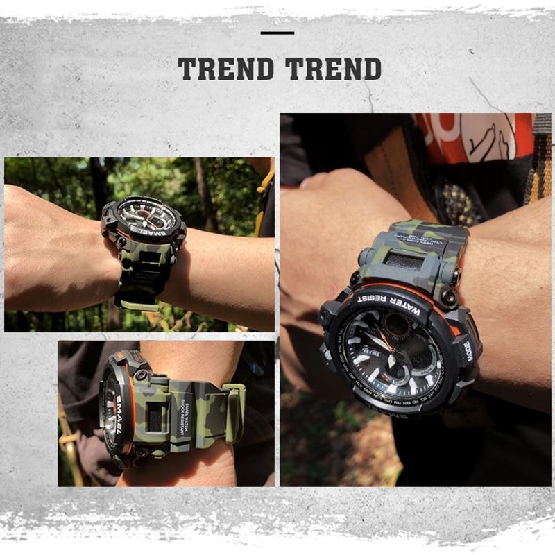 Army Green Modern Sport  Waterproof 50M Men Watches With LED Digital Display In Military Armi Relogio Masculino Style