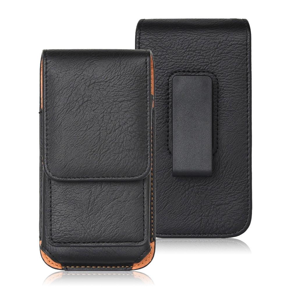 Universal Leather Case for iPhone Mens PU Leather Vertical Case with Belt Clip for iPhone Waist Pack Belt Clip Bag for 3.5-6.3" Mobile Phone Pouch Phone Cover