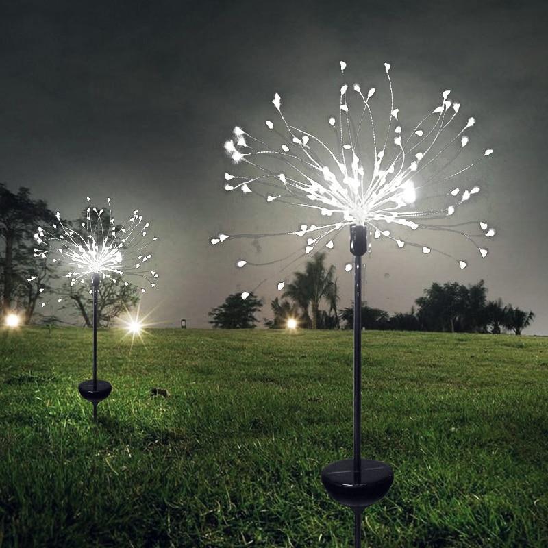 90/150 LED Multicolor Solar Waterproof Decorative Lights Firework Lamp For Yard Pathway Garden Christmas Decoration For Parties