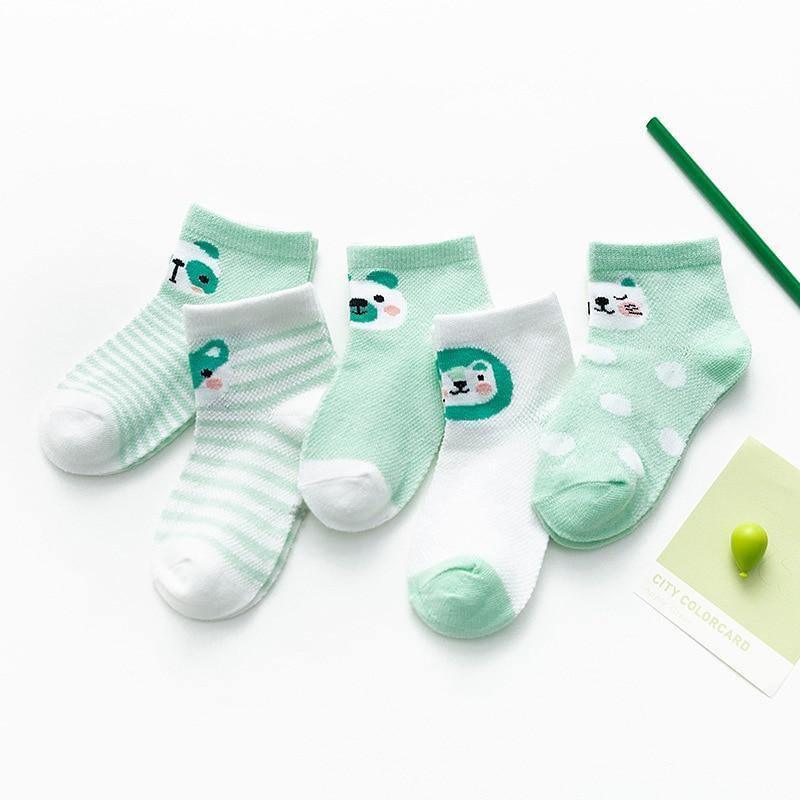 5Pair Set Cotton Baby Girls Socks Thin Summer Breathable Mesh Kids Toddler Socks Cute Cartoon Children Socks Infant Socks for Kids