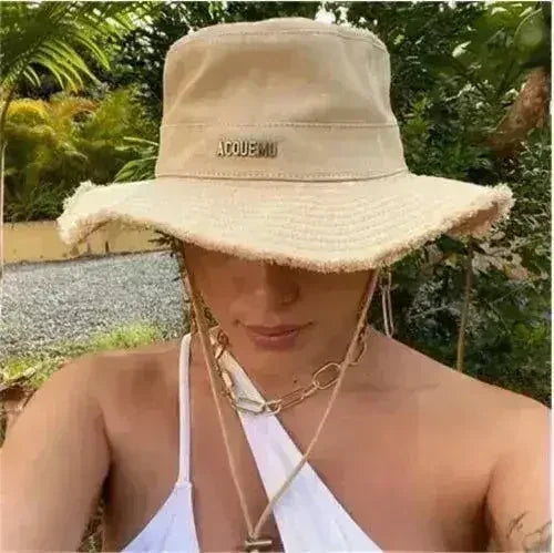 Women's Cotton Sun Hat - Wide Brim Khaki Hat - UPF Beach Essential