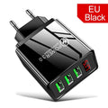 Portable Fast Quick Charge 3.0 LED Display 3 USB Charger 3A Fast Charging Mobile Phone Modern Black And White Chargers Adapter
