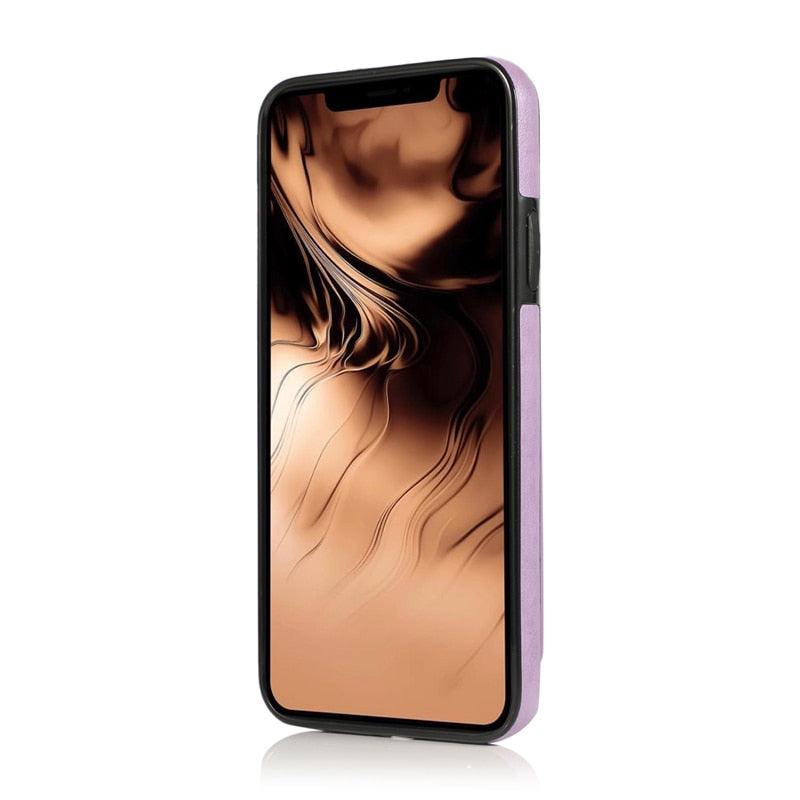 Leather Wallet Case For iPhone 11 Pro Max XS Max XR X 8 7 6S 6Plus 5 5S With Stand Card Pocket Case Cover Shockproof Texture PU Leather  Wallet Cover