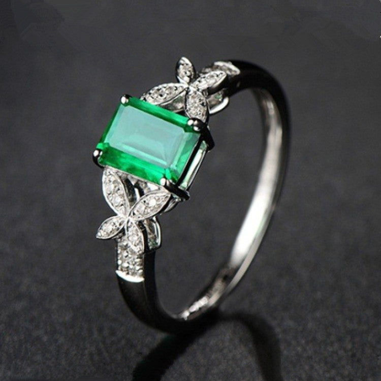 0.7ct Natural Emerald Wedding Ring 18k Gold Women's