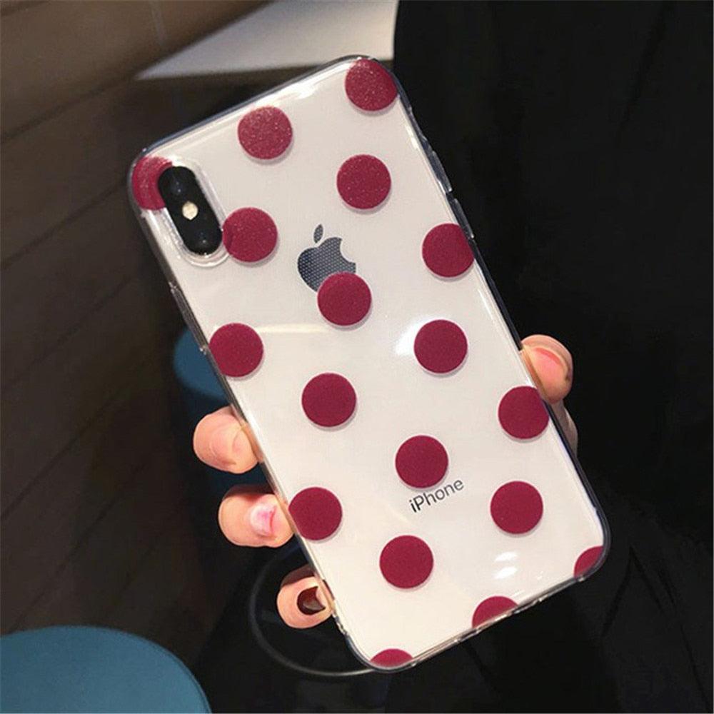 Transparent  Phone Case For iPhone 13 12 11 14 Pro Little Dots Love Heart Clear Back Cover Vintage Women Girls Soft Anti-Scratch Protective Cases for iPhone