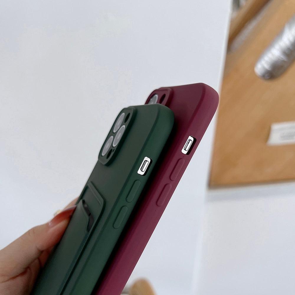 Soft Silicone Card Phone Case for IPhone 13  12 Pro Max Shockproof Protector Cover for IPhone 14 Plus Cases Heavy Duty Solid Slim Lightweight Anti-Shock Cover for iPhone