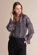 Kiara Silk Chiffon Blouse - Raglan Sleeve & Pleated Detail | Femstylo
