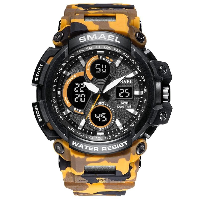 Orange Modern Sport  Waterproof 50M Men Watches With LED Digital Display In Military Armi Relogio Masculino Style