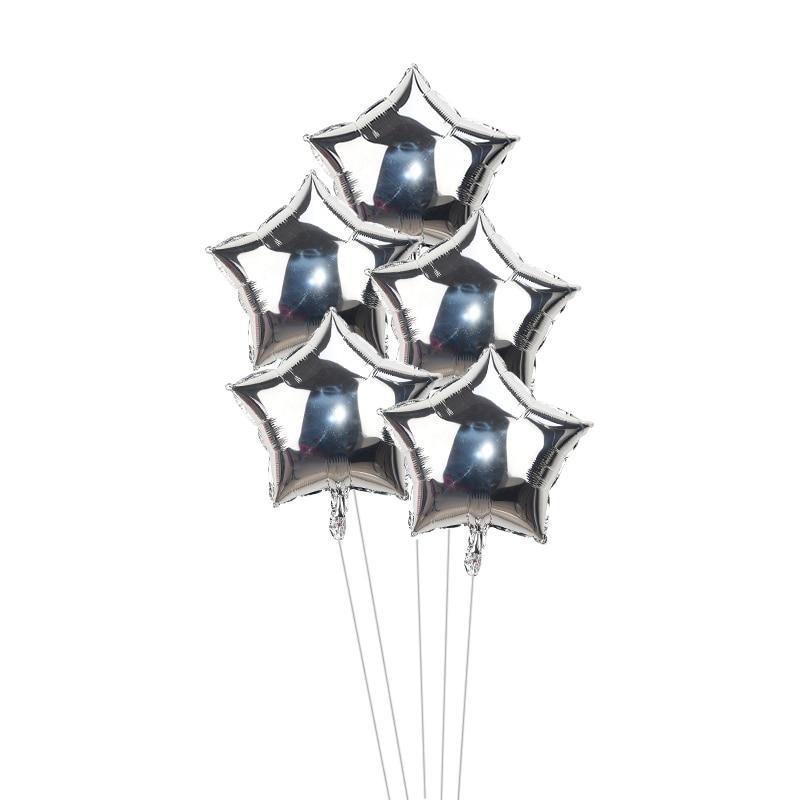 5Pcs 18inch Gold Silver Foil Star Balloon Wedding Balloons for Decoration For Birthdays Baby Children's Kids Birthday Party Wendings Luxury Pentagram Balloons