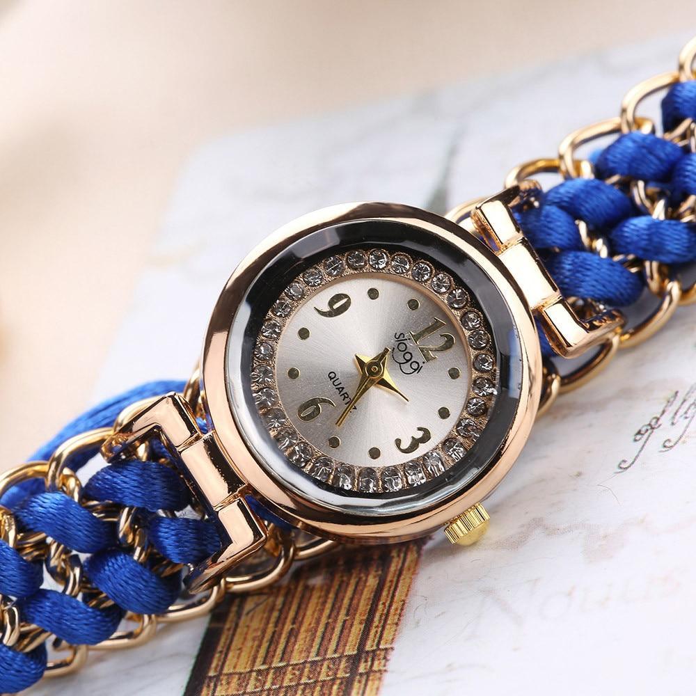 Women Handmade Bracelet Watches Rope Beads Knitting Adjustable Wristwatches Gift For Women and Lady and Girls