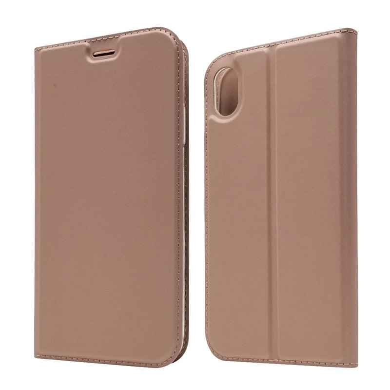Lightweight Simple iPhone XS Case on for iPhone XS Max X XR 6S 5S 7 8 Plus 11 pro max Cover Luxury Wallet Magnet Flip Leather Cases Magnetic Closure PU Leather Phone Case Full Protective Cover for iPhone