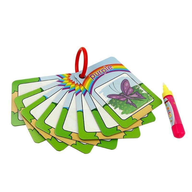3 Types Water Drawing Learning Card & 1 Magic Pen Coloring Paper Cards Painting Board Educational Toys Drawing Book For  For Kids