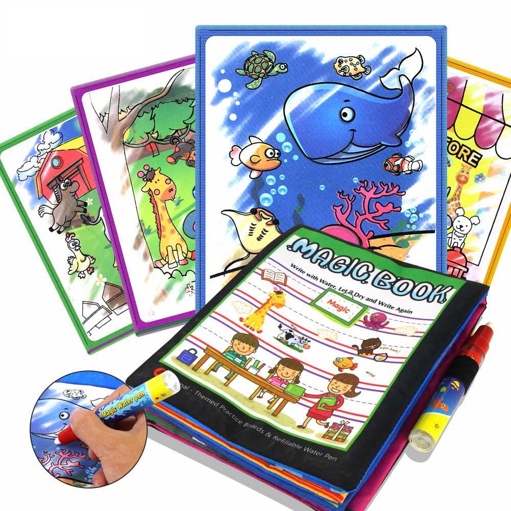 4 Types Magic Water Drawing Books Coloring Book in Drawing Toys Reusable Books Early Learning Toys Educational Toys