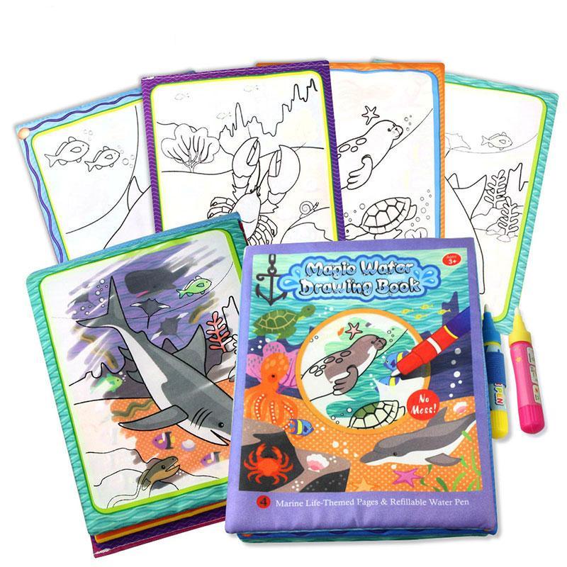 4 Types Magic Water Drawing Books Coloring Book in Drawing Toys Reusable Books Early Learning Toys Educational Toys