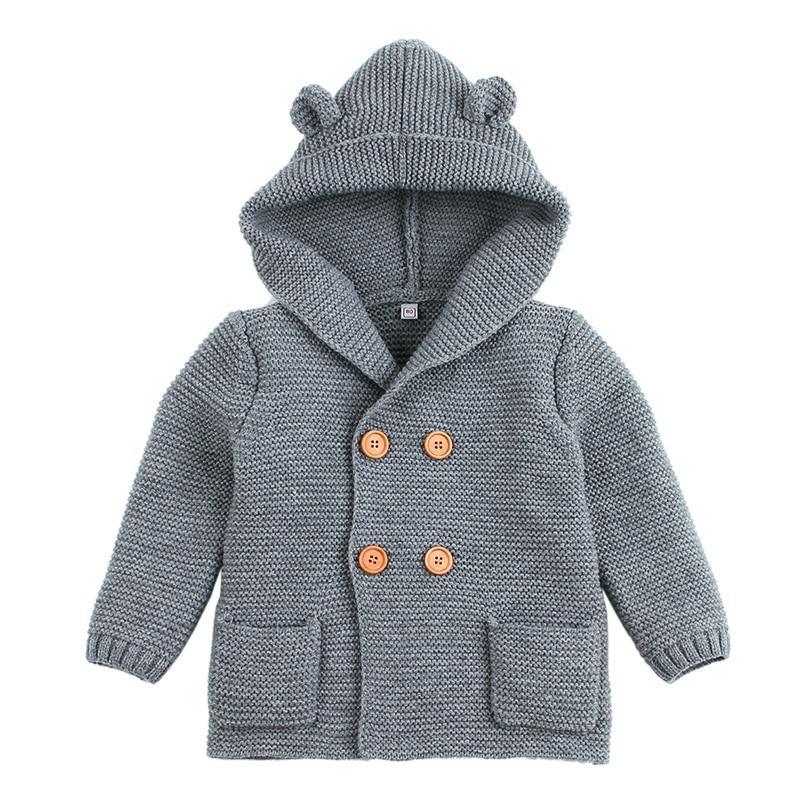 Winter Hooded Knitted Long Sleeve  Sweaters For Newborn Babies