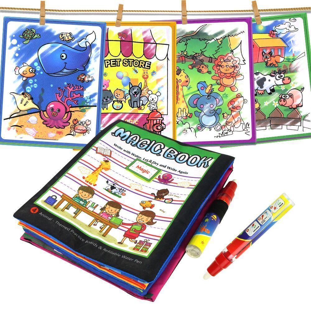 4 Types Magic Water Drawing Books Coloring Book in Drawing Toys Reusable Books Early Learning Toys Educational Toys