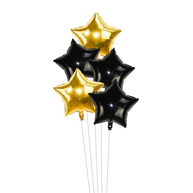 5Pcs 18inch Gold Silver Foil Star Balloon Wedding Balloons for Decoration For Birthdays Baby Children's Kids Birthday Party Wendings Luxury Pentagram Balloons