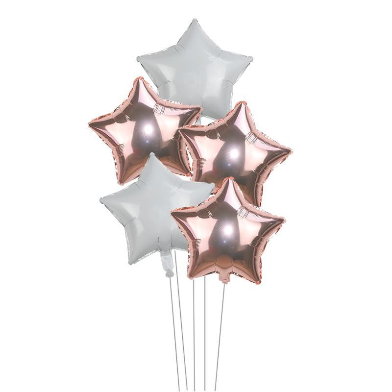 5Pcs 18inch Gold Silver Foil Star Balloon Wedding Balloons for Decoration For Birthdays Baby Children's Kids Birthday Party Wendings Luxury Pentagram Balloons