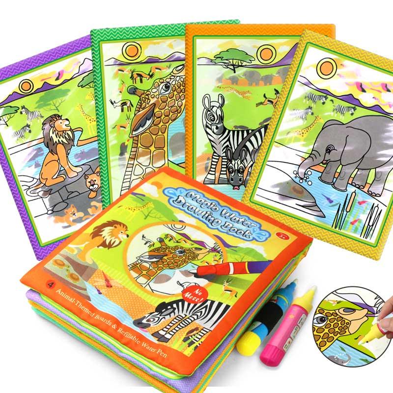 4 Types Magic Water Drawing Books Coloring Book in Drawing Toys Reusable Books Early Learning Toys Educational Toys