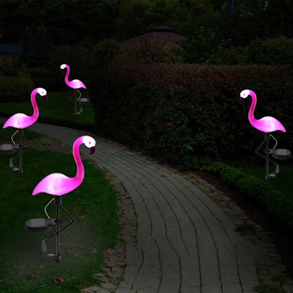 3PCS SET Flamingo LED Solar Modern Lamp For Garden And Yard With Base Station 3 Piece Set Decorative Lighting For Pathway Driveway Landscape