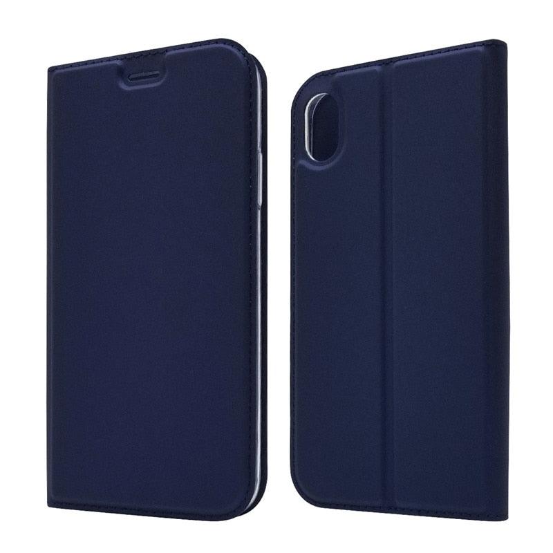 Lightweight Simple iPhone XS Case on for iPhone XS Max X XR 6S 5S 7 8 Plus 11 pro max Cover Luxury Wallet Magnet Flip Leather Cases Magnetic Closure PU Leather Phone Case Full Protective Cover for iPhone