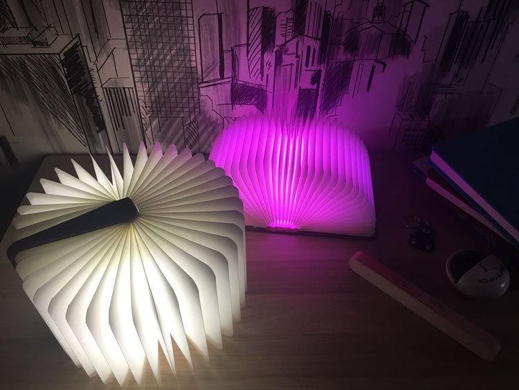 STEVVEX Led Book Lamp Light USB Rechargeable Foldable Wooden Night Light Valentine Birthday Christmas Gift for Family Friend Rechargeable Unique Gift