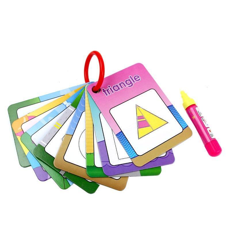 3 Types Water Drawing Learning Card & 1 Magic Pen Coloring Paper Cards Painting Board Educational Toys Drawing Book For  For Kids