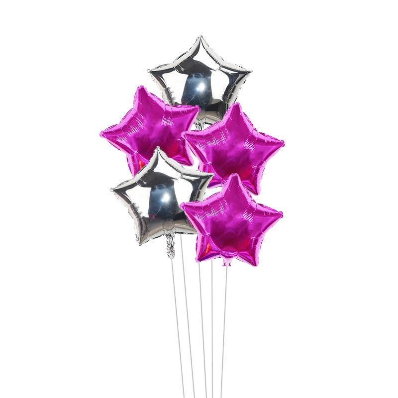 5Pcs 18inch Gold Silver Foil Star Balloon Wedding Balloons for Decoration For Birthdays Baby Children's Kids Birthday Party Wendings Luxury Pentagram Balloons