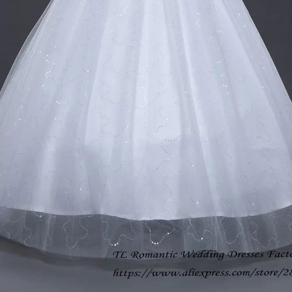 Plus size Vestidos De Novia Real Photo Red pure White Lace O-neck Sequins Wedding Dresses Cheap Princess Bride Gowns Frock HS587
