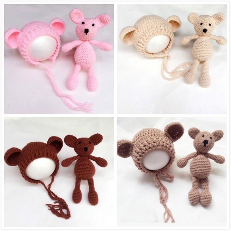 Modern Baby Cap Deer Design Handmade Crochet Deer Costume Set Knitted Hats And Toy For Girls and Boys Kids