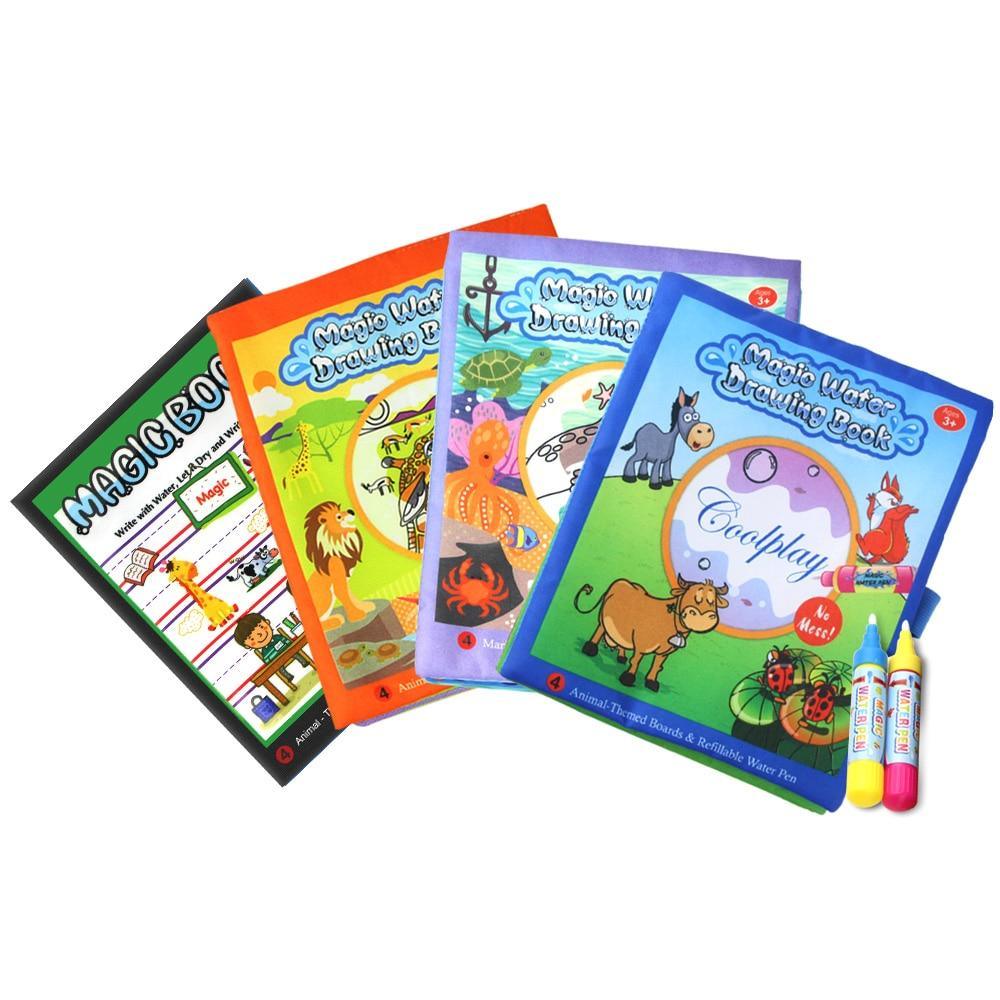 4 Types Magic Water Drawing Books Coloring Book in Drawing Toys Reusable Books Early Learning Toys Educational Toys