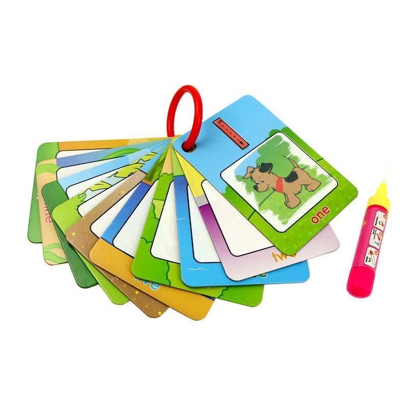 3 Types Water Drawing Learning Card & 1 Magic Pen Coloring Paper Cards Painting Board Educational Toys Drawing Book For  For Kids
