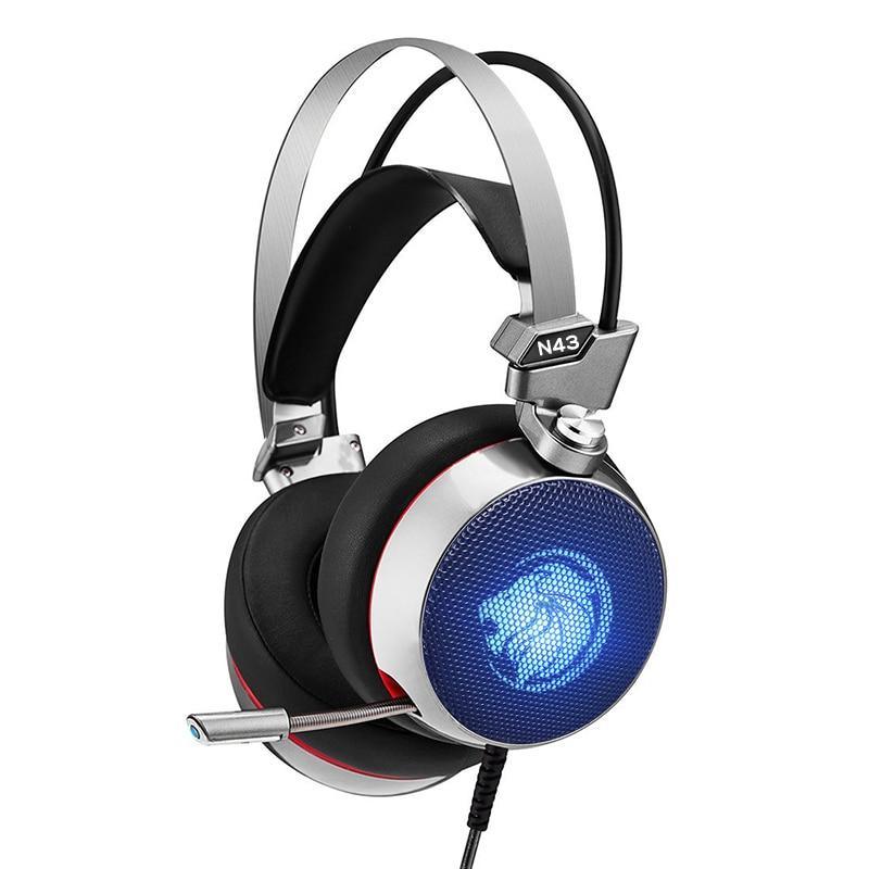 STEVVEX N43 Stereo Gaming Headset 7.1 Virtual Surround Bass Gaming Earphone Headphone with Mic LED Light for Computer PC Gamer (N43)